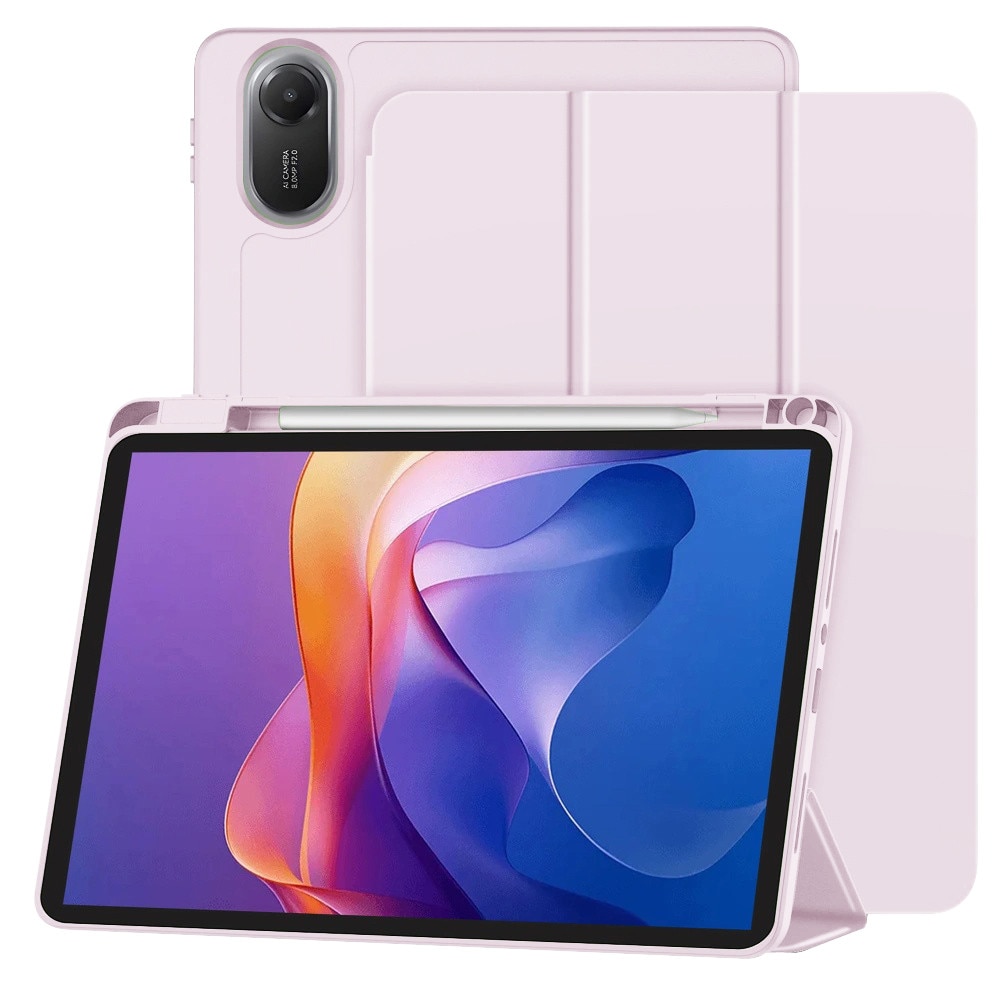 Husa pentru Xiaomi Redmi Pad 2 Soft Shell cu functie wake-up/sleep si compartiment pentru stylus tip stand - Roz