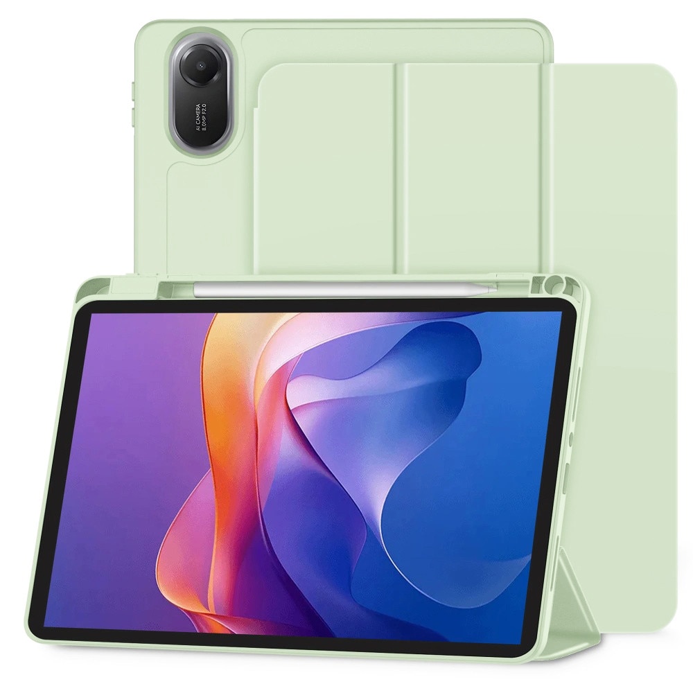 Husa pentru Xiaomi Redmi Pad 2 Soft Shell cu functie wake-up/sleep si compartiment pentru stylus tip stand - Verde deschis