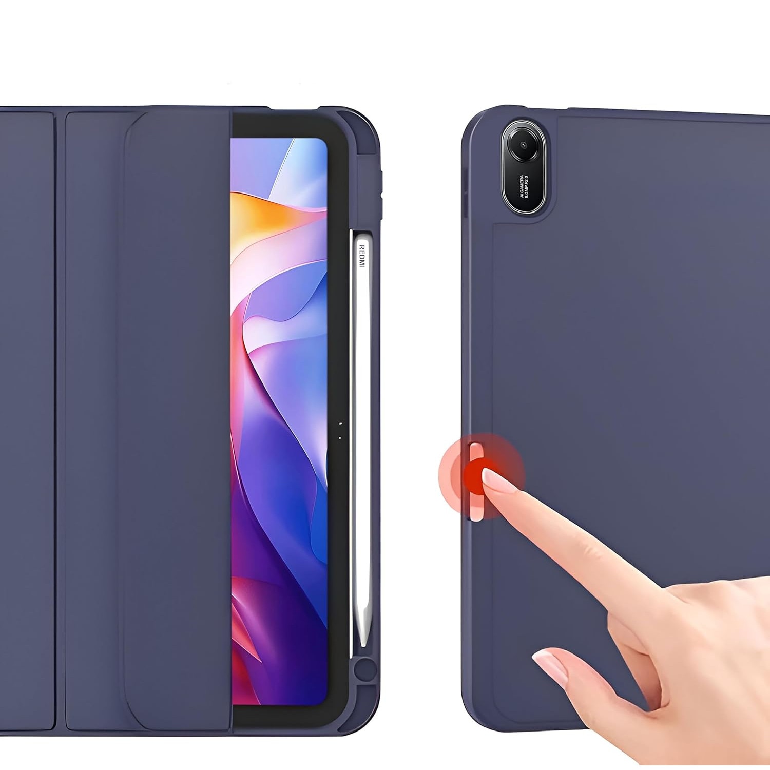 Husa pentru Xiaomi Redmi Pad 2 Soft Shell cu functie wake-up/sleep si compartiment pentru stylus tip stand - Dark blue