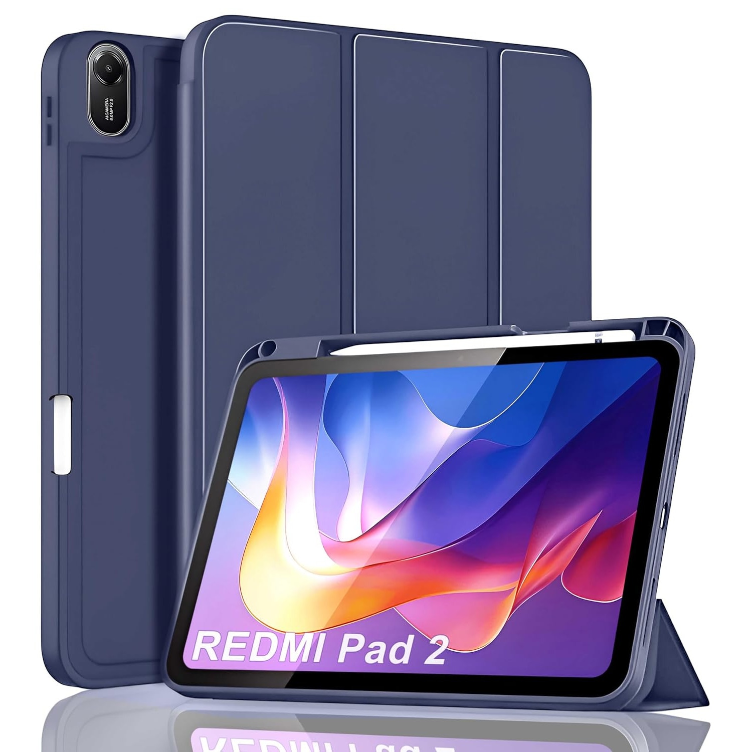Husa pentru Xiaomi Redmi Pad 2 Soft Shell cu functie wake-up/sleep si compartiment pentru stylus tip stand - Dark blue