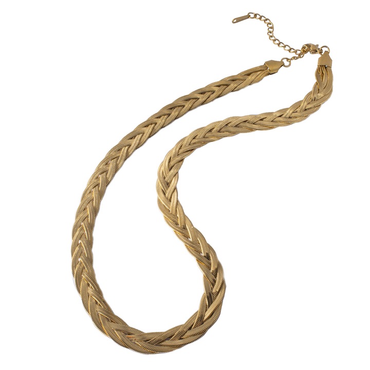 Colier dama, handmade, inox, auriu