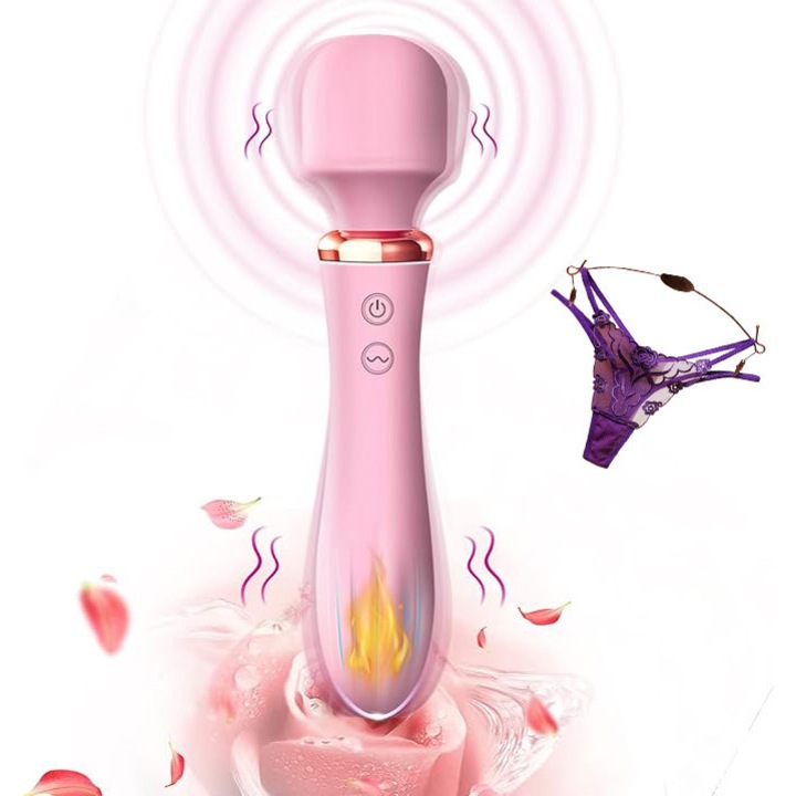 3 az 1-ben vibrátor, rózsaszín, fűtőfunkcióval, 10 rezgés, 20,5x4 cm, szexi fehérneművel