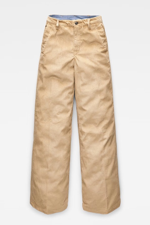 Pantaloni de damă G-Star RAW Bronson High Wide Leg Chino, Talie înaltă, Croi larg, Bej, Bej