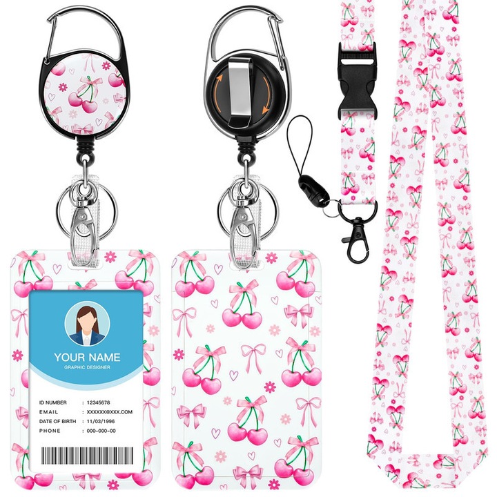 Комплект аксесоари за бадж, Horee, 3 части, Прибиращ се, Многоцветен