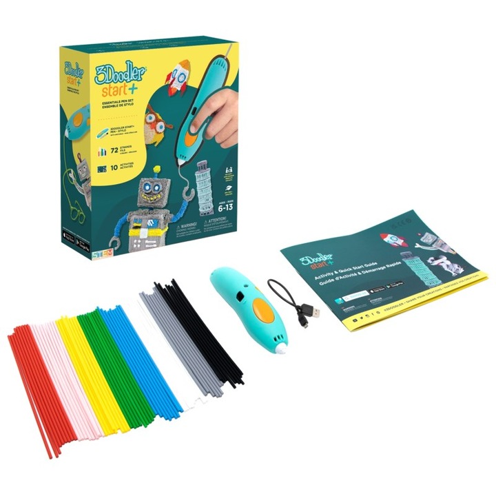 3D toll, 3Doodler Start Plus, alapkészlet, 5W, 138x35x41mm, többszínű