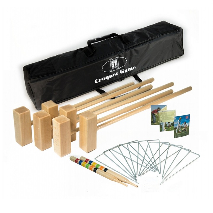 Krokett készlet 6 játékosra, Lucio Londero, 6 ütő 100 cm, 6 labda 90 mm, 24x108x24 cm
