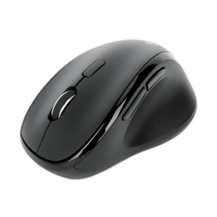 Mouse Manhattan RF Wireless 1600 DPI, negru, 77x118x54mm, set cu baterii