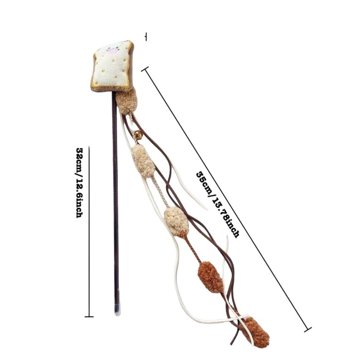 【Biscuit】 Bat de joc pentru pisici din colectia cu donut si croissant, in stilul popular pe Instagram, felinar asemanator cu batul zanelor, jucarie interactiva si de antrenament pentru pisici cu tema cartoon