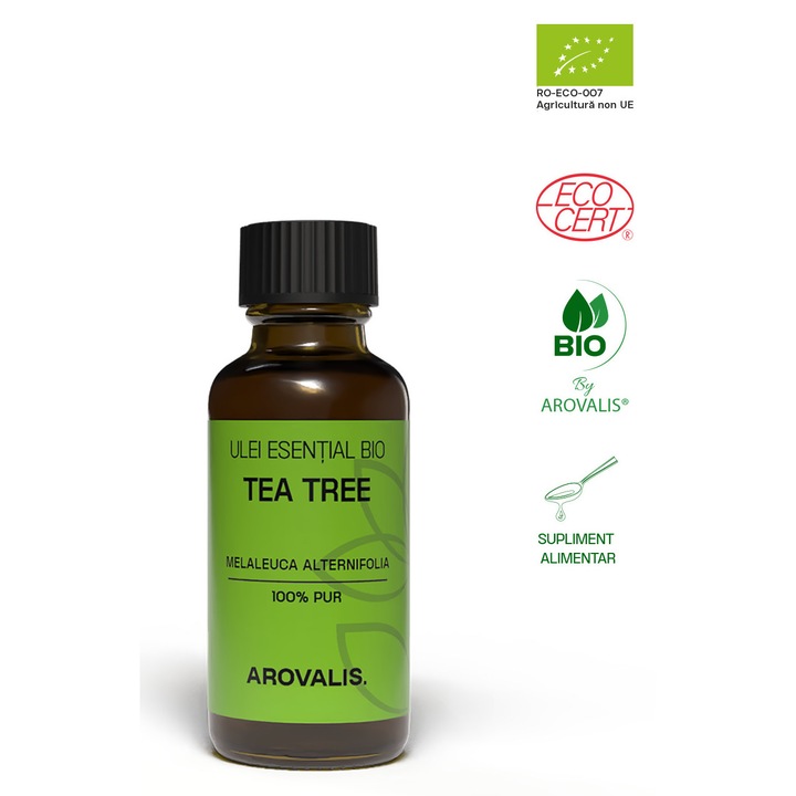 Ulei esential Bio de Tea Tree Arovalis, 100% pur, 30ml