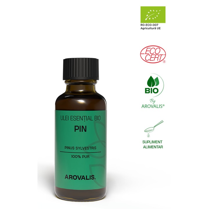Arovalis - Ulei Esential Bio de Pin, Supliment Alimentar, 100% Pur, 30ml