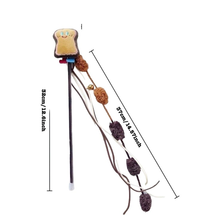 【toast】 Bat de joc pentru pisici din colectia cu donut si croissant, in stilul popular pe Instagram, felinar asemanator cu batul zanelor, jucarie interactiva si de antrenament pentru pisici cu tema cartoon