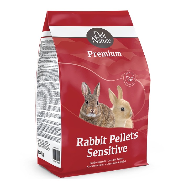 Peleti pentru iepuri Deli Nature, 4 kg, bogat in fibra, natural