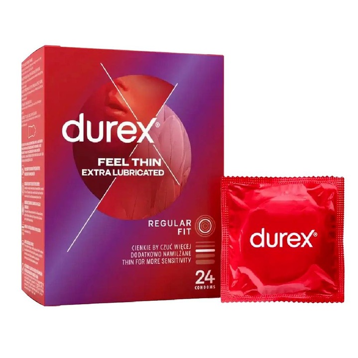 Prezervative Durex Feel Thin extra lubrifiate 24 buc
