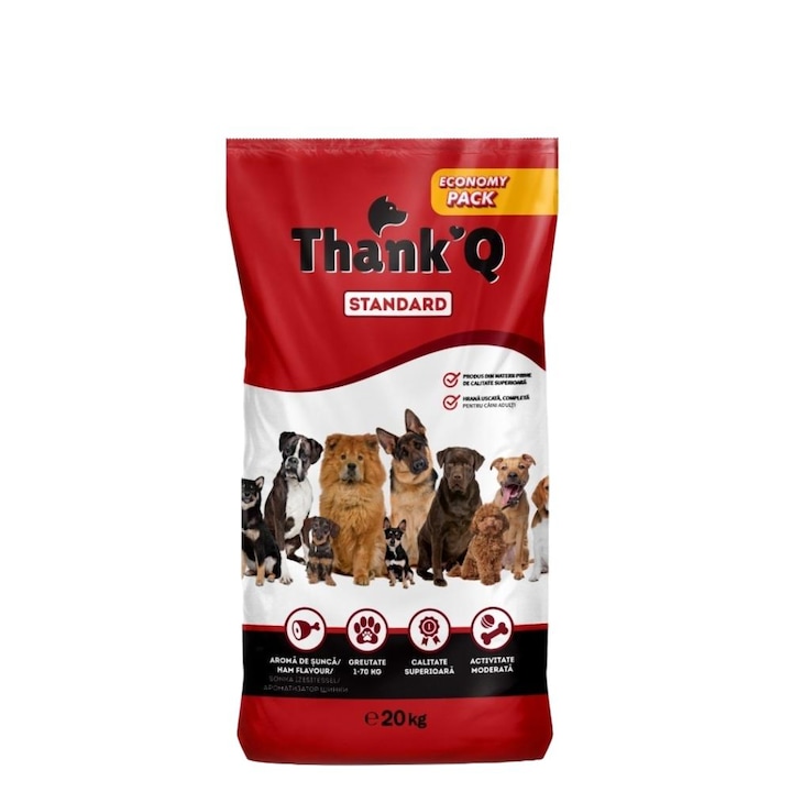 Hrana uscata pentru caini cu aroma de sunca 20 kg Thank Q