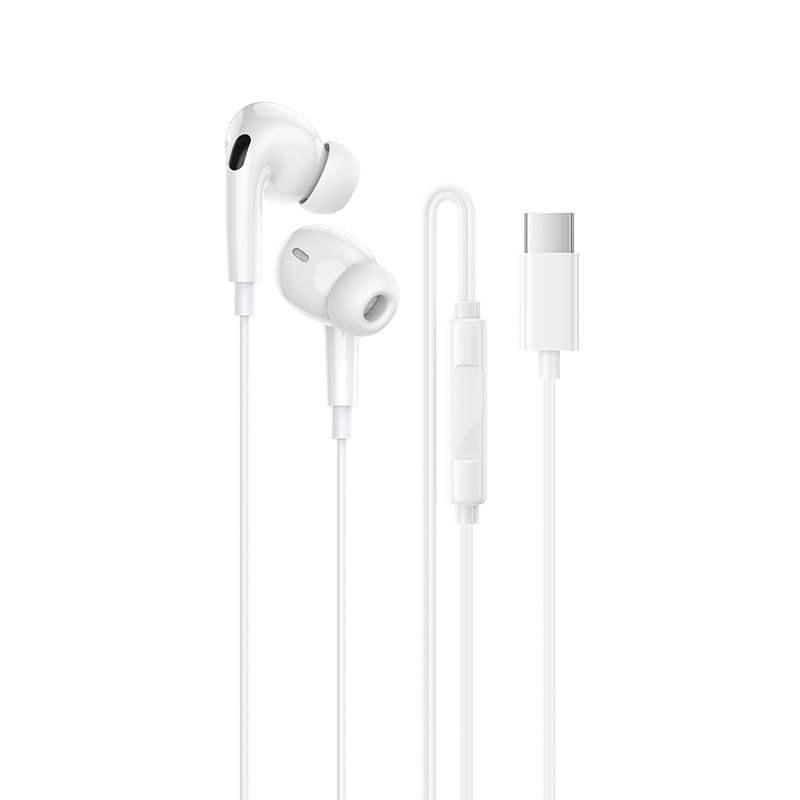 Casti Borofone BM100 Pro Fuente, Cu Microfon, Control Redare, Mufa Type C cu DAC, Alb