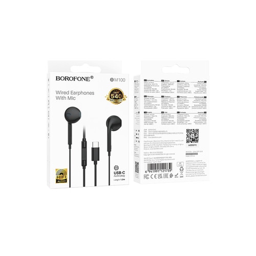 Casti Borofone BM100 Fuente cu microfon Type-C black