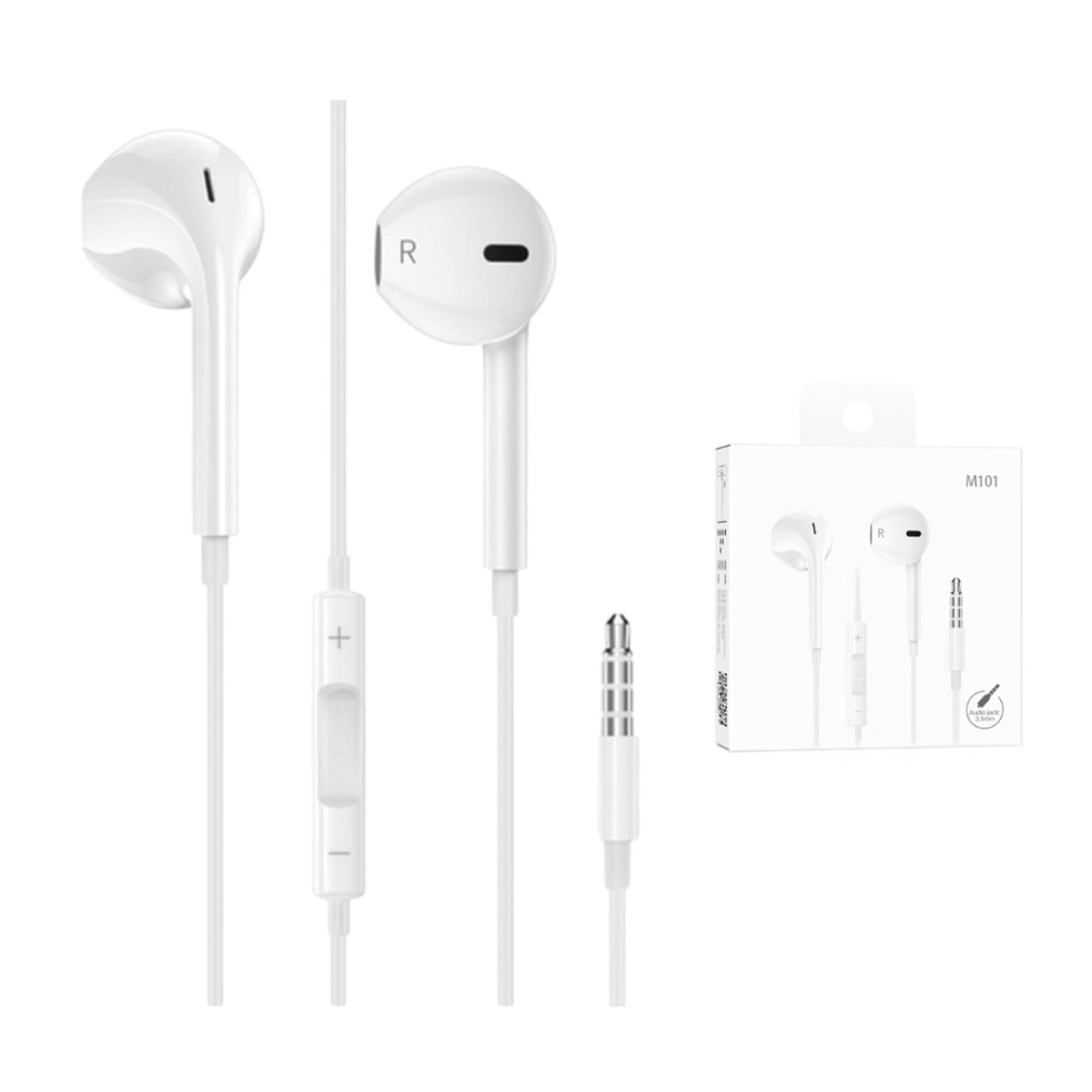 Casti cu Fir DigikalaX®, In-ear, Microfon & Control Volum, conector Jack 3.5mm, Alb