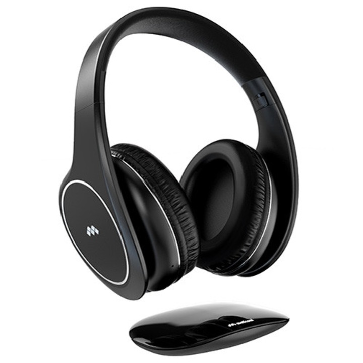 Casti TV Meliconi, HP EASY Digital Smart, sistem stereo wireless, ovalne, baterie lithium-polymer, 100m, 8 ore autonomie