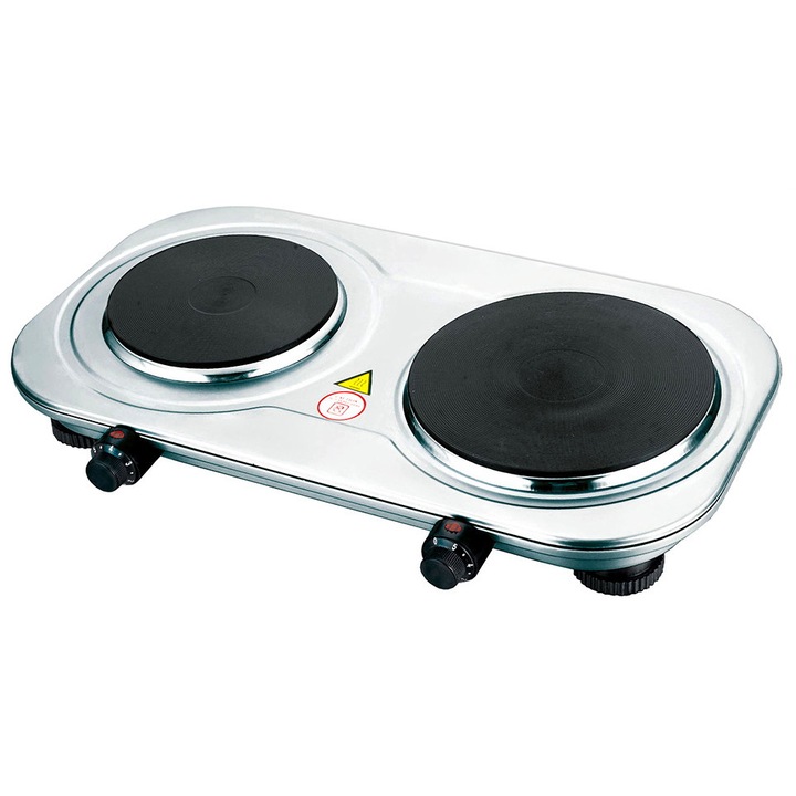 Plita electrica Ideakitchen YQ-200D-3S, 2500W, 2 Arzator, Corp din otel inoxidabil, 155/185 mm, inox