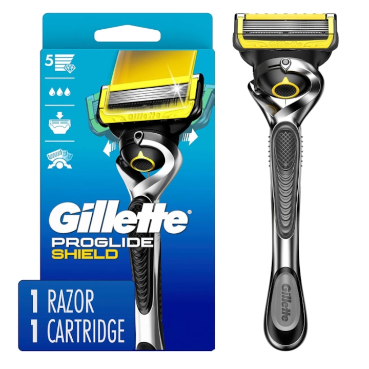 Gillette® Fusion 5 Proglide Shield borotva, 5 pengés, rozsdamentes acél nyél