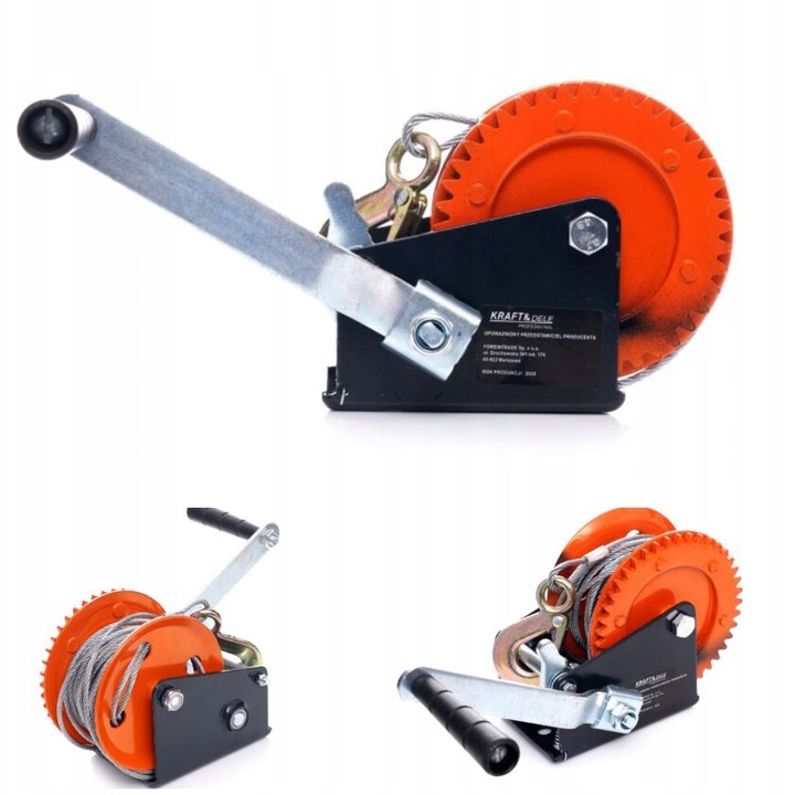 Troliu manual vinci, capacitate 1588 kg 3500 lbs, doua trepte, lungime cablu 10 metri, diametru 6 mm, Kraft