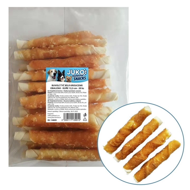 Bat alb Buffalo invelit in pui JUKO Snacks 12,5 cm (20 buc)