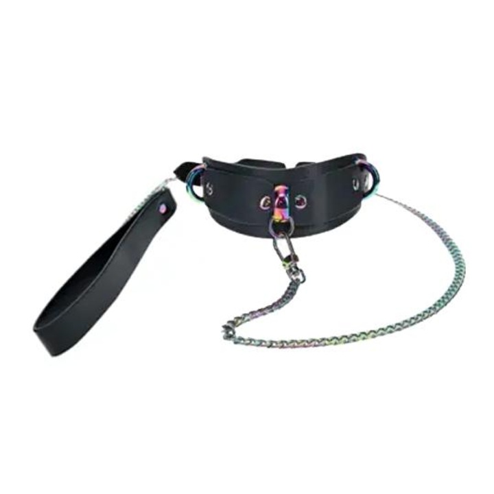 Zgarda cu lesa Ouch! Venice Collection, piele de calitate, elemente metalice