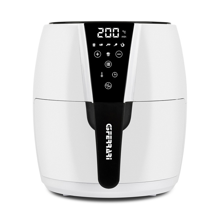 Friteuza G3Ferrari Friggisano Easy 4,8L digital, negru/alb, 28x30,5x34cm, 1500 W