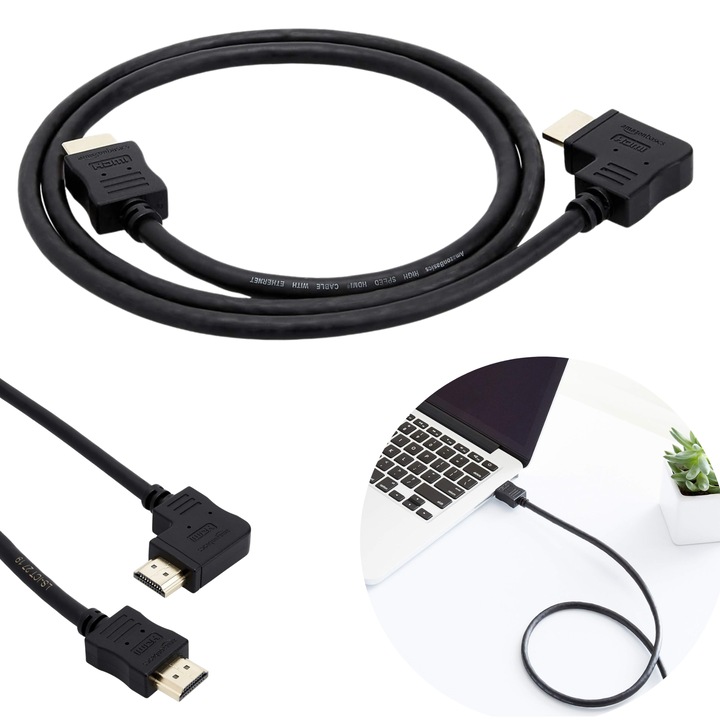 Mini HDMI csatlakozókábel, ferde, 1.4B, 0.9 m, 4K csatlakozó, AMAZON Basics