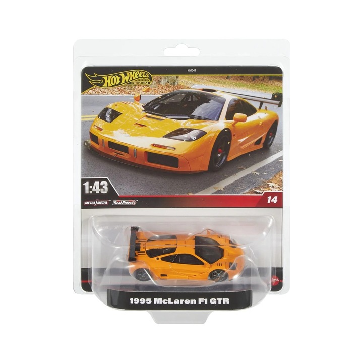 Hot Wheels Prémium Real Riders McLaren F1 GTR 1995 diecast modellautó 1:43 méretarányban