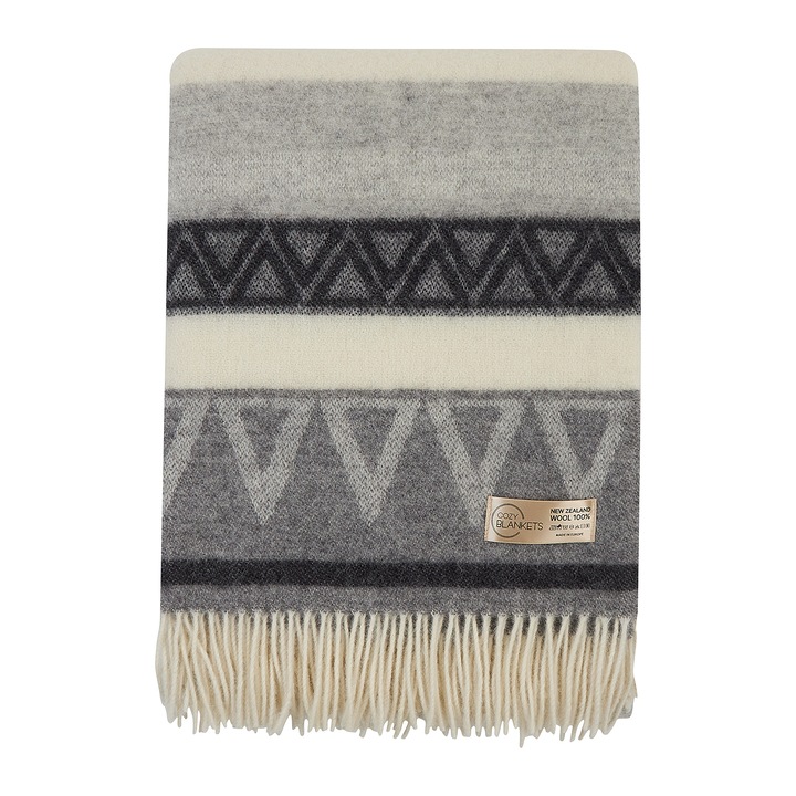 Pled Cozy Blankets, 100% lana, gri, 140x200 cm