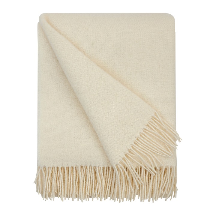 Pled Cozy Blankets, 100% lana, crem, 140x200cm