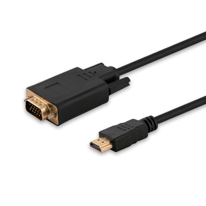 Adapter SAVIO CL-103 HDMI M - D-Sub (VGA) M, 1,8m, fekete