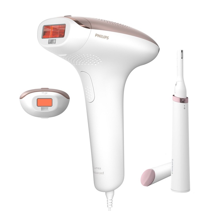 Епилатор Philips Lumea 7000 IPL, 2 аксесоара, Бял, Компактен