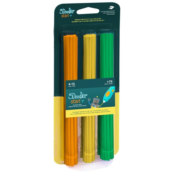 Set filament 3D, 75 bucati, 2.5mm, multicolor, 3Doodler