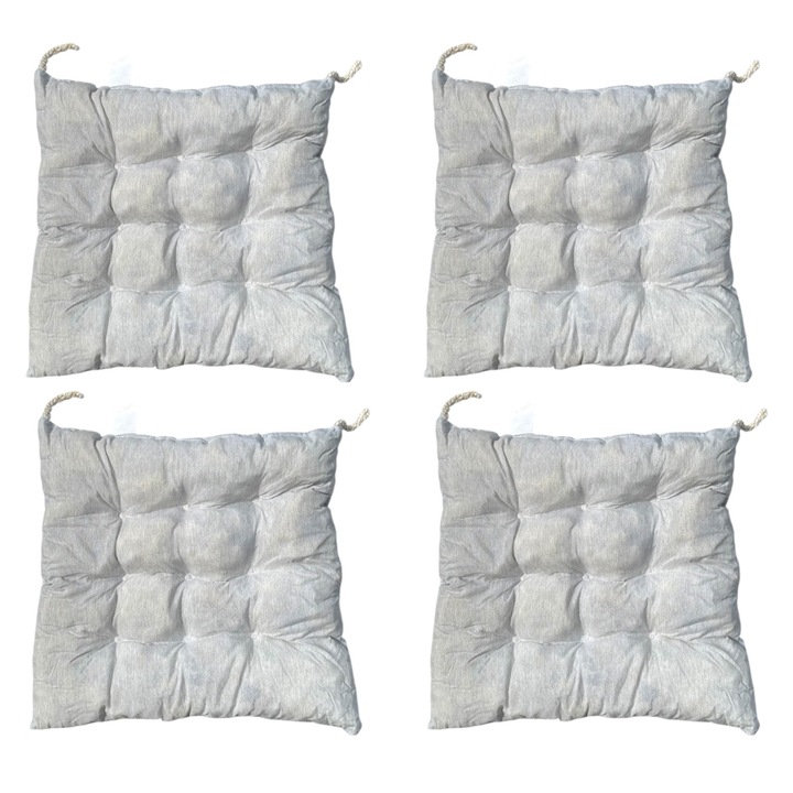 Set 4 Perne decorative OPTIM DEKO pentru scaun, Gri Mix, 40x40x6 cm