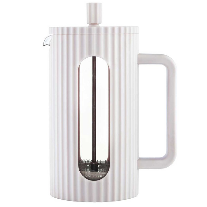 Кафеварка френска преса Klausberg 1000мл, бяла, материал стъкло и неръждаема стомана, ергономичен дизайн