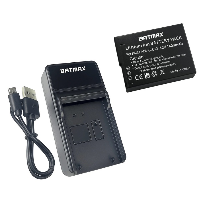 Acumulator/Baterie pentru Panasonic DMW-BLC12 1400 mAh + incarcator rapid cu LED