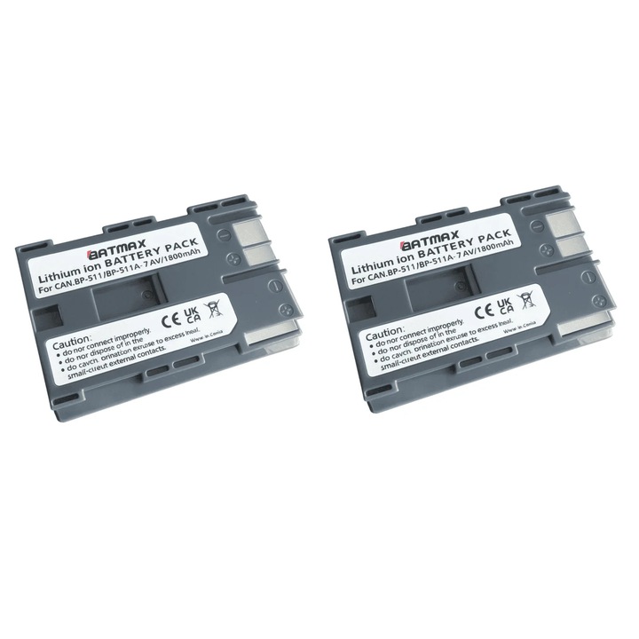 2x Acumulator/Baterie pentru Canon BP-511 1800 mAh