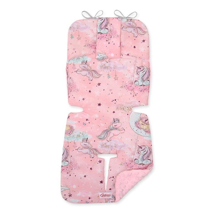 Детска количка Bobono, розова, 75x32 см, памучна, с 3 отвора за предпазни колани