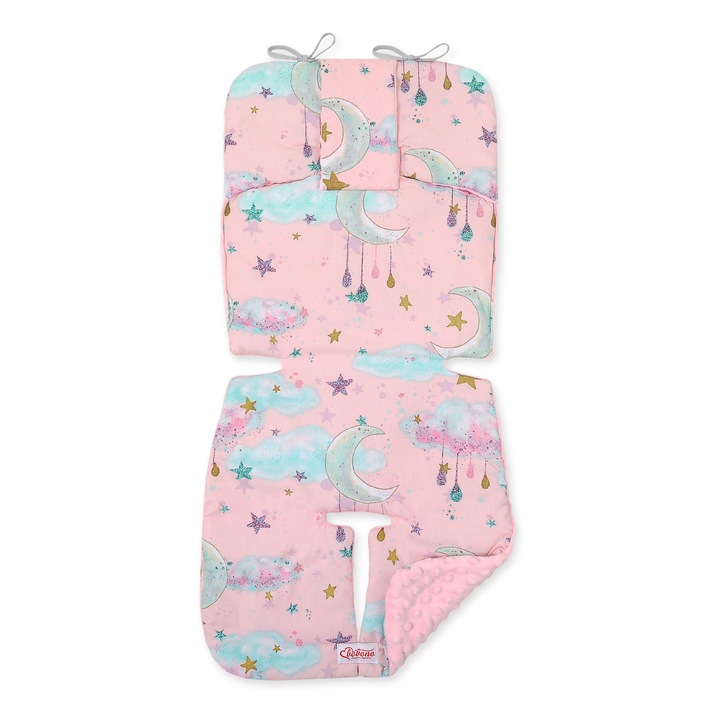 Двоен матрак за количка Bobono Minky, розов, 75x32 см