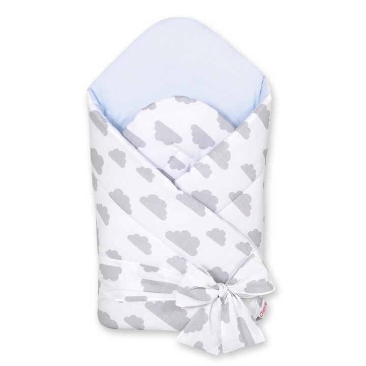 Bobono 2in1 babatakaró, megkötve, szürkéskék, 77x77cm