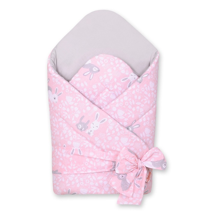 Бебешко одеяло Bobono, розово, 77x77 см, 2 в 1