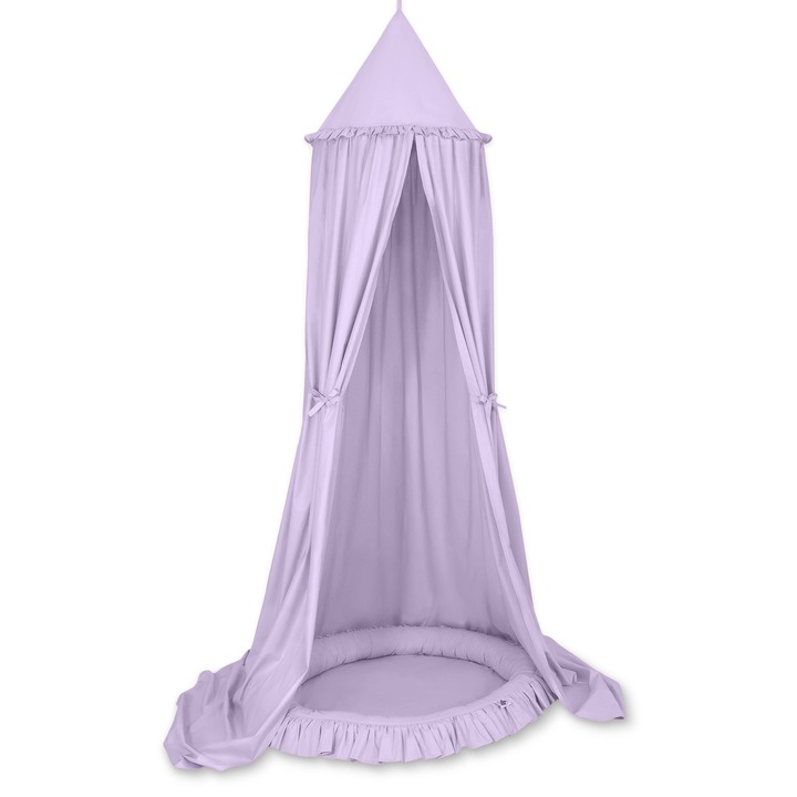 Комплект от памучен балдахин и матрак с волан, My Sweet Baby, лилав, 260 см x 52 см, 90 см x 14 см