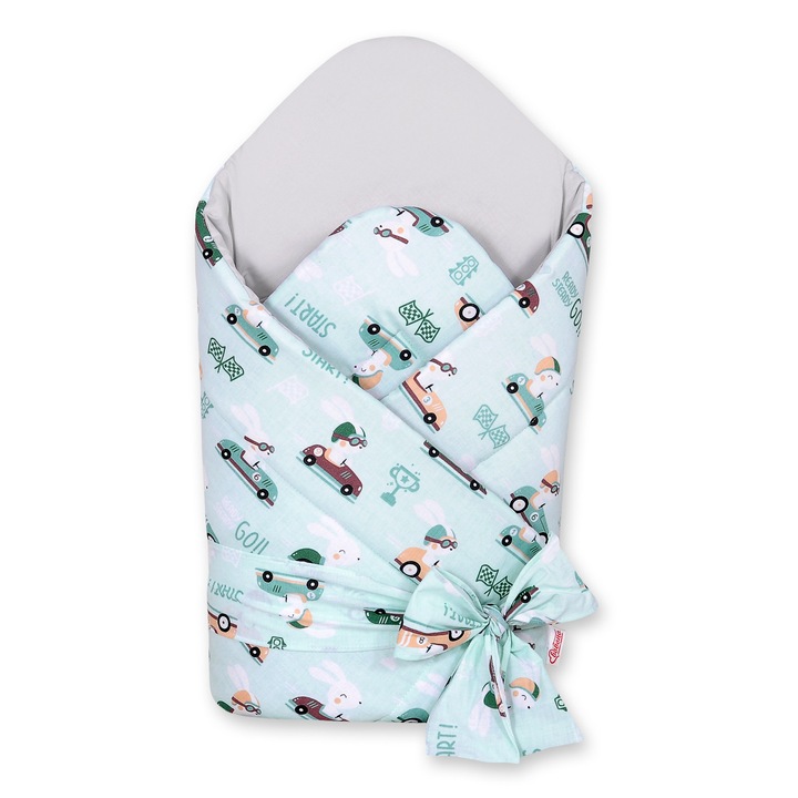 Bobono 2in1 babatakaró, megkötve, erősítéssel, mentazöld, 77x77cm