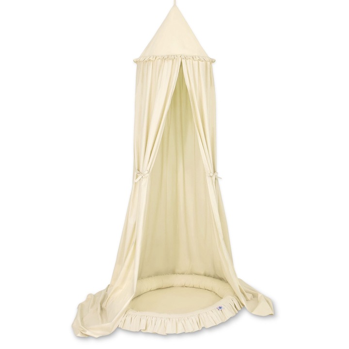 Комплект за бебешко гнездо и балдахин My Sweet Baby, кремав памук, 260 см x 90 см x 14 см