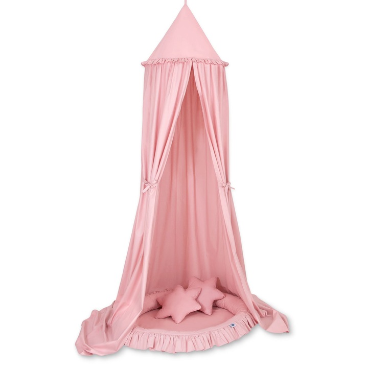 Set baldachin My Sweet Baby roz prafuit 260cm, perne stele, 40x40cm