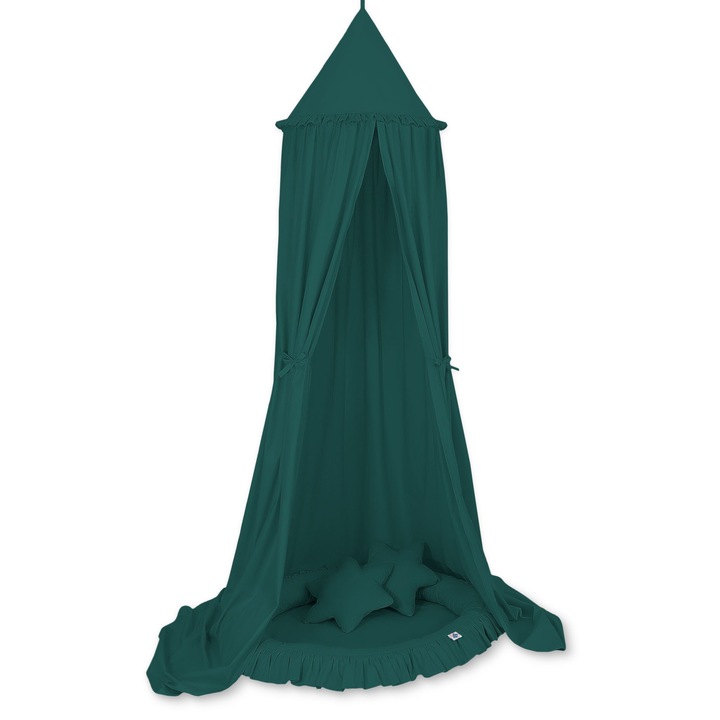 Комплект балдахин, My Sweet Baby, памук, зелен, 260x52см, възглавници със звезди 40x40см