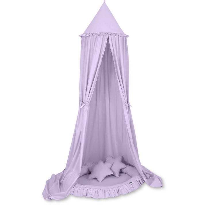 Baldachin din bumbac, My Sweet Baby, 2 perne stea, mov