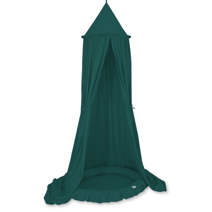 Комплект висящ балдахин и гнездо за игра My Sweet Baby, памук, стъклено зелено, 260x90x14см